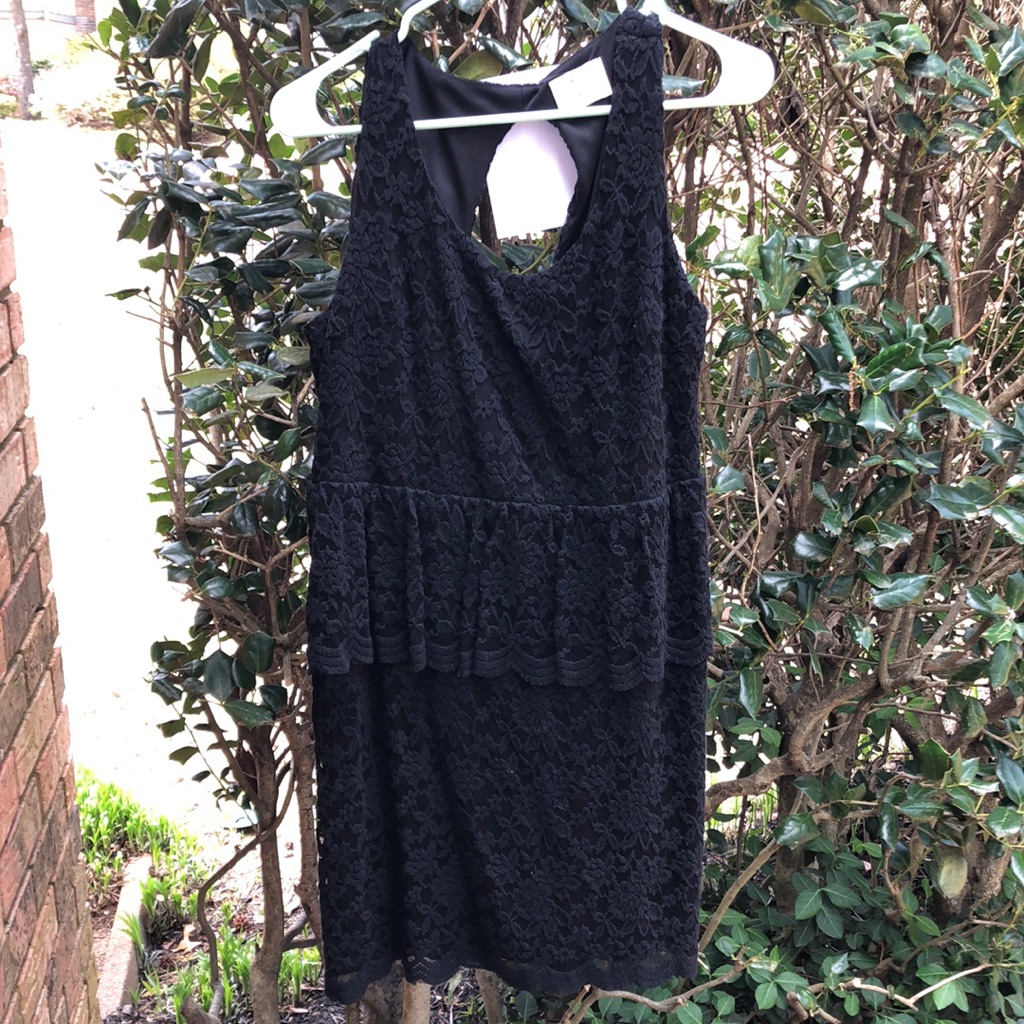 Black Lace Peplum Mini Dress Urban Outfitters L